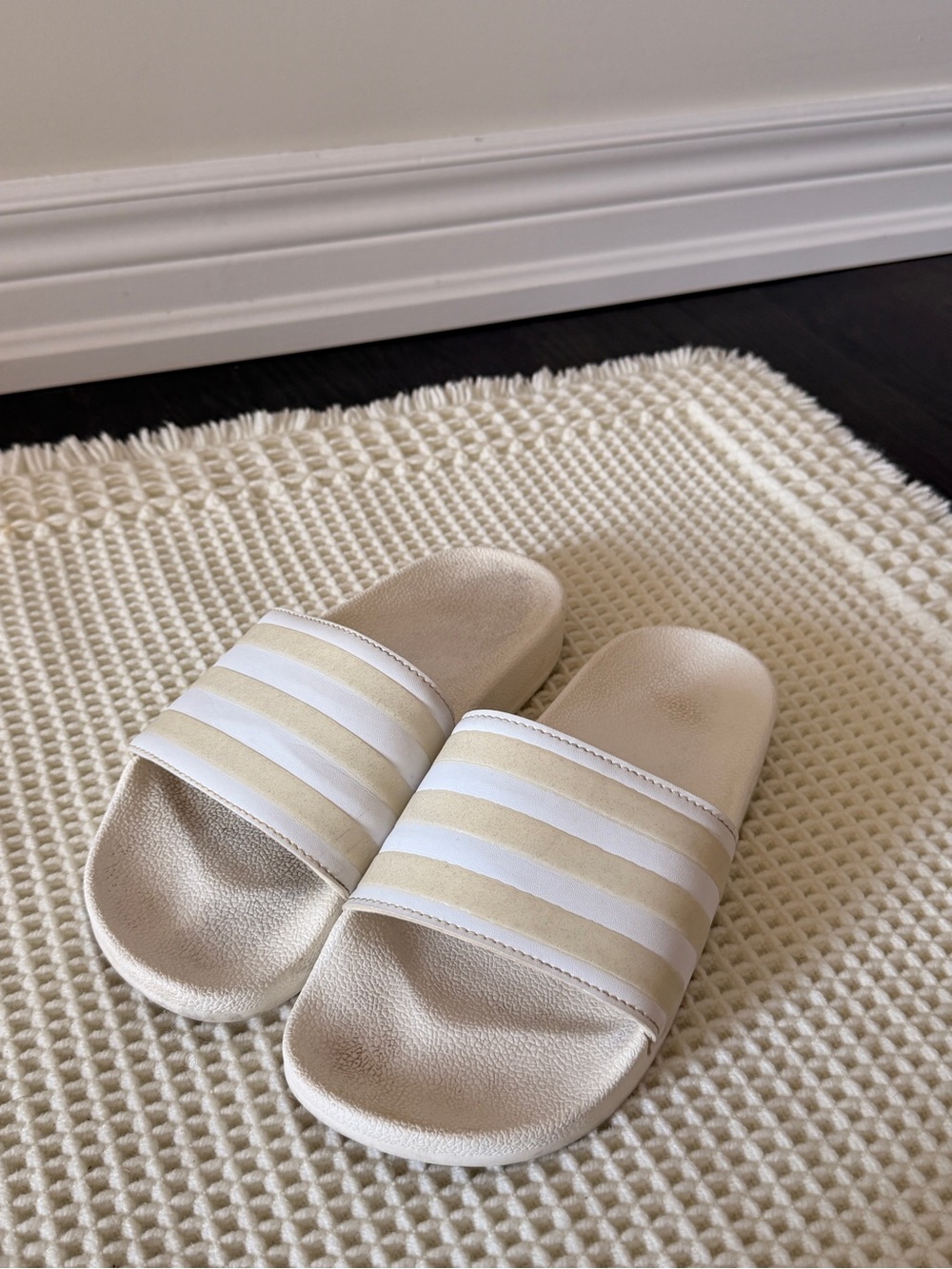 Adidas Cream and White Adilette Slides